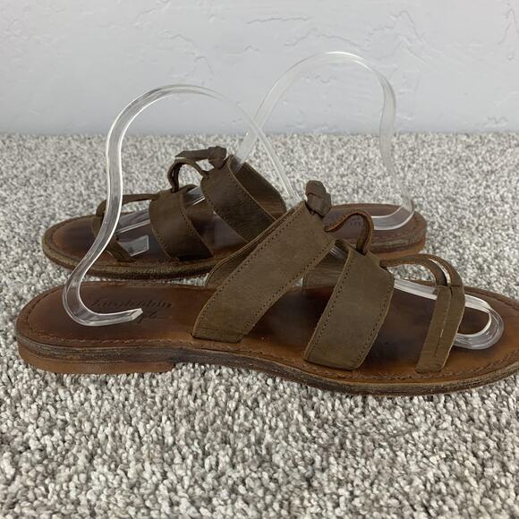 Free People X faryl robin Sandals Womens Size 10 Brown Leather Strappy Toe Loop - Picture 6 of 11